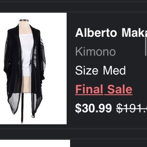 Alberto Makali New York Designer Black Sheer Draped Kimono